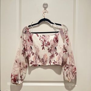 WINDSOR FLORAL PINK OFF SHOULDER TOP. SIZE 10, CONDITION: GREAT. WORN ONCE.